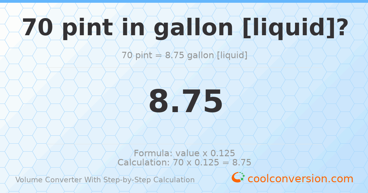 70 pints = 8.75 gallons [liquid]